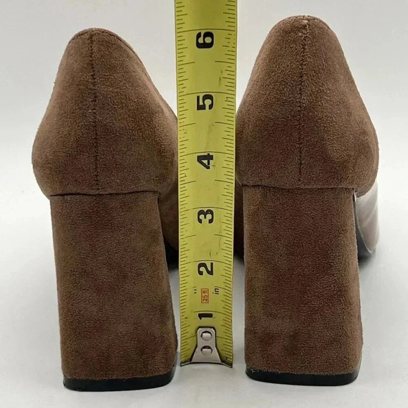 Torgeis NEW Womens 7.5 Block Heel Pumps Brown Suede & Patent Leather Minimalist - Picture 10 of 16